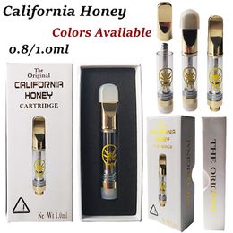 2022 miel huile vaporisateur stylo
 Californie Honey Vape Cartouches 0.8ml 1.0ml Atomiseurs Bobine en céramique E Caillette Carette Chariots à huile de verre Cuivre Bouche de cuivre épais DAB Vape Vape Vaporisateur 510 Fil vide