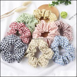 Rubber Jewellery Jewellery Plaid Scrunchies Women Elastic Bands Stretchy Scrunchie Girls Headwear Loop Ponytail Holder Printed Hair Aessories Dr