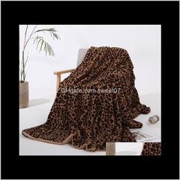 Blankets Textiles & Garden Drop Delivery 2021 Faux Fur Throw Leopard Printing Polyestser Minky Fleece Couch Sofa Home Decor Blanket Twin 67Hr