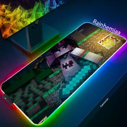 kawaii pc accessories UK - Mouse Pads & Wrist Rests RGB Pad Anime Dungeon Large Mine Craft Kawaii Gaming Accessories Computer 90x40 Desk Mat Led Mousepad Gamer Rubber