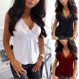 Women Chiffon Tank Top Summer Sleeveless V Neck Lace Sexy Tops Backless Cami Party T-Shirts Camisole Streetwear Tanks Tee
