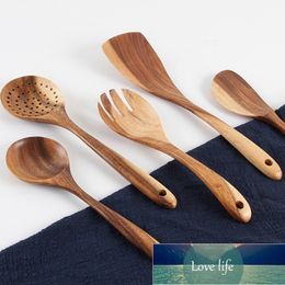 Hopusehold Wood Dinnerware Set Non-stick Natural Wooden Cutlery With Long Handle Healthy Non-toxic Fork Spoon Spatula Shovel Factory price expert design Quality