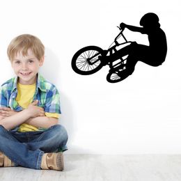 extreme bicycle exercise vinyl wall stickers for kids room diy home decoration wall art removeablel decals black 210420