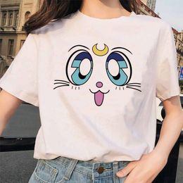 Anime Sailor Moon Laser Reflective Black White T-shirt Summer Men Tee Top Shirt