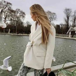 vintage winter women blazer jacket oversized autumn streetwear coat business office lady tops 210427