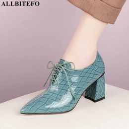 ALLBITEFO autumn/spring genuine leather brand high heels office ladies shoes women heels shoes alons hauts femme high heel shoes 210611