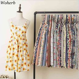 Summer Cotton Floral Dress Women Spaghetti Strap Mini Tank Dresses Korean Chic Sweet Robe Vestidos De Verano 210519