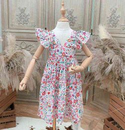 2021 Summer Baby Girls Printed Puff Sleeve Dress, Princess Kids Sweet Clothing, 5 pieces/lot, Wholesale G1129