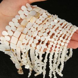 -Outros Natural Branco Mãe de Pérola Shell Beads Cross Heart Star Flat Round Freshwater para Jóias Fazendo Bracelete DIY 15 "