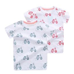 Cute Summer Tshirt For Kids Girls Full Printed Motorcycle Short Sleeved T-shirt Toddler Boys Tops Children Cotton Tee Shirt 210413