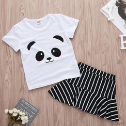 Baby Mädchen Kleidung Sets Frühling Herbst Mode Mädchen Outfits Reine Weiße Panda Print Kurzarm Bluse + Rock Anzug Kinder kinder Kleidung