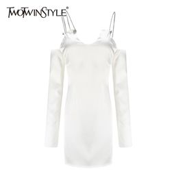 Sexy Mini Solid Dress For Women Sleeveless High Waist Off Shoulder Summer Dresses Female Fashion Clothing 210520