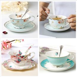 Romantic Europe Coffee Saucer Set Creative Ceramic Cup Advanced Valentine Flower Tea Teacup Gift Porcelain Drinkware