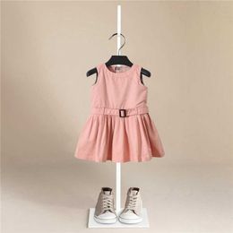 Girls Dress Summer Fall European and American Style Embroidery Plaid Vest Dress Toddler Baby Girls Clothing 2-6Yrs Q0716