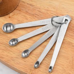 Set of 5 Stainless Steel Round Measuring Spoons for Measuring Liquid and Dry Ingredients Drop Smidgen Pinch Dash Tad Spoons DH8567