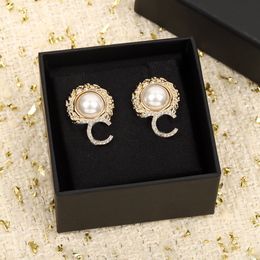 2022 Top quality Charm drop earring with diamond and nature shell pearl for women wedding Jewellery gift have box stamp PS4057