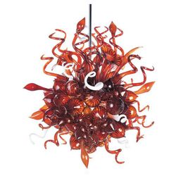 Modern Floral Pendant Lamp Retro Art Decor Hand Blown Murano Glass LED Chandelier Lighting 28 by 32 Inches