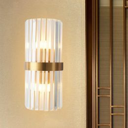 Wall Lamp Modern Crystal Sconce Light Led Bedroom Living Room Hallway European Bronze Fixture