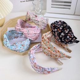 Fashion Women Headband Wide Side Cross Knot Flower Hairband Fresh Color Bohemia Turban Hair Accessories