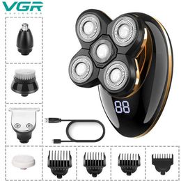 5 in 1 USB Rechargeable Men Washable Five Floating Heads Shavers Hair Clipper Nose Ear Hair Trimmer Shaving Beard Machine P0824