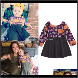 Dresses Baby Clothing Baby Maternity Drop Delivery 2021 Long Sleeve Cotton Halloween Cartoon Pumpkin Printed Dress Kids Clothes Girls Outfits