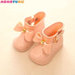 Waterproof Child Rubber Boots Jelly Soft bow Infant Shoe Girl Rain Boots Baby Kids Rainboots Girls Children Rain Shoes 210713