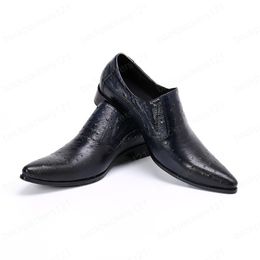 Spring Autumn Mens Pointed Top Shoes Genuine Leather Low Heels Slip On Causal Dress Loafers Office Wedding Vestidos Chaussure Homme