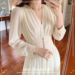 Elegant Dress Ladie Casual Long Sleeve Evening Midi Dress Women Designer Vintage Party Dress Korean Female Autumn 210521