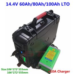Waterproof LTO 14.4V not 12V 6S 60Ah 80Ah 100Ah battery with BMS for trolling motor solar system motorhome RV+10A Charger