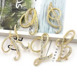 Pins, Brooches Clear Crystal Rhinestone English Alphabet Letters Brooch Pins For Women Jewellery In Gold Colour Men And Elegant Pin