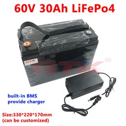 GTK 60V 30AH LiFePO4 Portable Battery built-in BMS for Electric bicycle Scooter lifepo4 Pack 1200W 4000W motor+5A charger