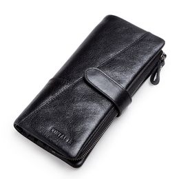 Genuine Leather Wallet Contact's Fashion Coin Purse For Ladies Women Long Clutch With Cell Phone Bags Card Holder