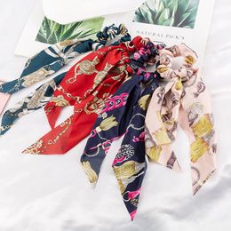Hair Clips & Barrettes Cashew Print Knotted Scrunchies Ties Women Scarf Long Ribbon Rope Accessories Elastic Hairbands