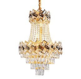 Modern LED Luxury Golden Color European Top K9 Champagne Crystal Chandelier Light Hotel Hall Living Room Dining AC 110-240V