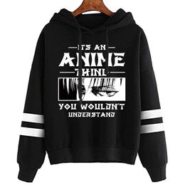 2021 Anime Attack on Titan Hoodie Pullovers Tops Long Sleeve Casual Fashion Striped Sweatshirt Clothes Unisex Y0803