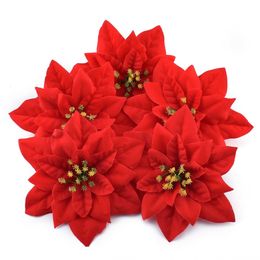 10cm Flannel Large Artificial Red Rose Flower Heads For Home Wedding Decoration Scrapbooking DIY Christmas Tree Silk Flowers 210624