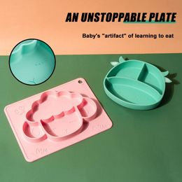Mats & Pads Toddler Divided Plate 4 Cells Non-slip Silicone Food Container Tray Soft Microwave Dishwasher Safe For Babies Kids