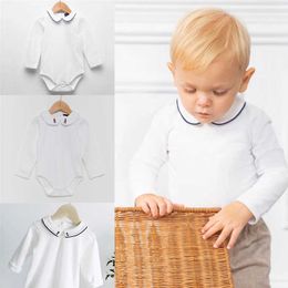 Baby Boys Cotton Romper Children Boutique Clothes Infant Soldier Embroidery Clothing born Birthday Baptism White Rompers 210615