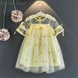 Summer Fruit Girls Dresses Wedding Bow Embroidery Lace Princess Tulle Kids Elegant 3-7 Years 210611