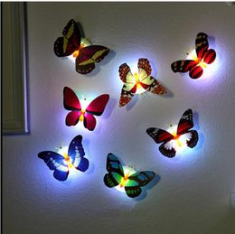 DHL FREE Decoration Creative Random Colour Colourful luminous led butterfly night light glowing dragonfly Baby Kids Room Wall