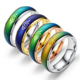 Cluster Rings Anime Naruto Temperature Change Color Ring Men's And Women's Stage Cosplay Tail Couple Fashion Halloween Women