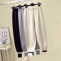 Autumn Winter Patns Women Slim High Waist Knitted Trousers Fashion Korean Casual Elastic Pencil Pant 210525