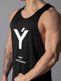 Men Stringer Tank Top Bodybuilding Fitness Singlets Muscle Vest Tee Basketball Jersey Quick-drying Training Suit