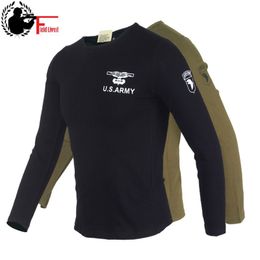 Us Army Tactical Military Style T-Shirt Men Tshirt Cotton Roumd Neck Slim Fit Muscle Long Sleeve T Shirts Navy Tee Top Male 210518