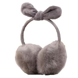 Faux Fur Bunny Earmuffs Accessories Winter Warm Plush Fluffy Outdoor Bowtie Headband Ear Warmers For Women Kids Men Adjustable