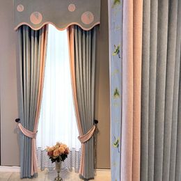 Curtain & Drapes European Style Chenille Blackout Fabric Curtains Modern Light Luxury Simple Wind For Living Dining Room Bedroom