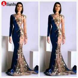 2022 New Year's Sexy Evening Dresses Sheer Neck Mermaid Prom Dressses Mermaid Velvet Formal Party Bridesmaid Pageant Gowns 2022new