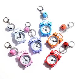 Creative Mini Alarm Clock Keychains ring Cute Alloy Alarm Clock Pendant Creative Bag Gift Hanging Ornaments Key Chain Gift G1019