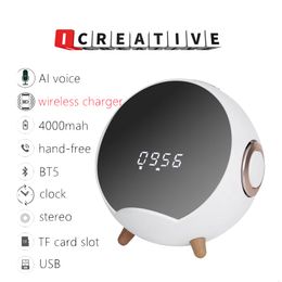 Bluetooth-compatible speaker support wireless charging phone bracket,4000mah rechargeable battery AI voice control