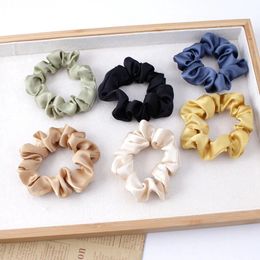 7Pcs Wholesale Women Slim Satin Scrunches Lot Small Silk Hair Ties 2021 Spring Soft Fabric Girl Hair Rope Sets